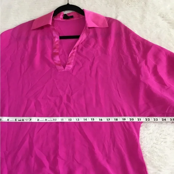 Escada fuchsia pink pointy silk blouse size small - Picture 5 of 11